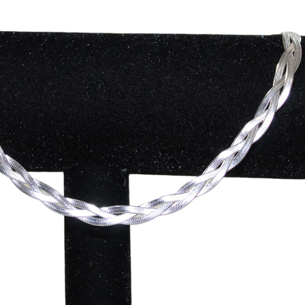 Braided Silver Tone Choker Necklace - Picture 2 of 3